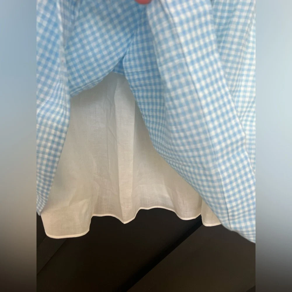 Ciao Lucia Light Blue Gingham Midi Dress - Picture 8 of 10